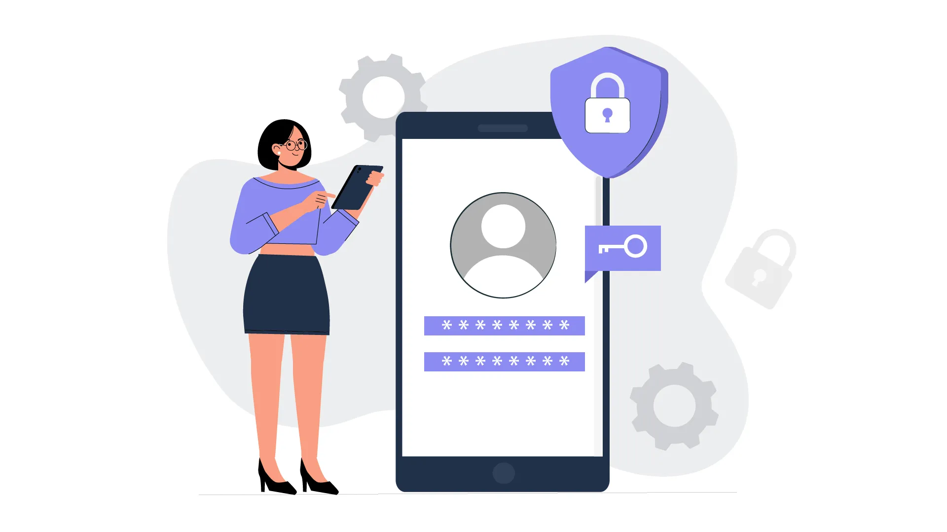 Flat Design Cybersecurity Concept Illustration Woman Ensuring Data Safety on Smartphone image